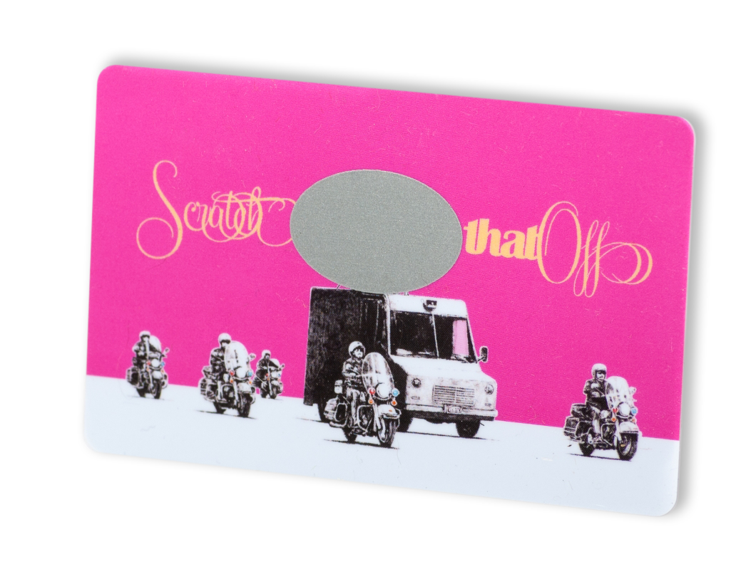 scratch off panel on plastic card